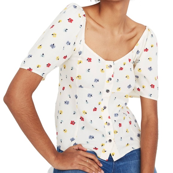 Madewell Seamed Button-Down Shirt Confetti Floral - Picture 8 of 8